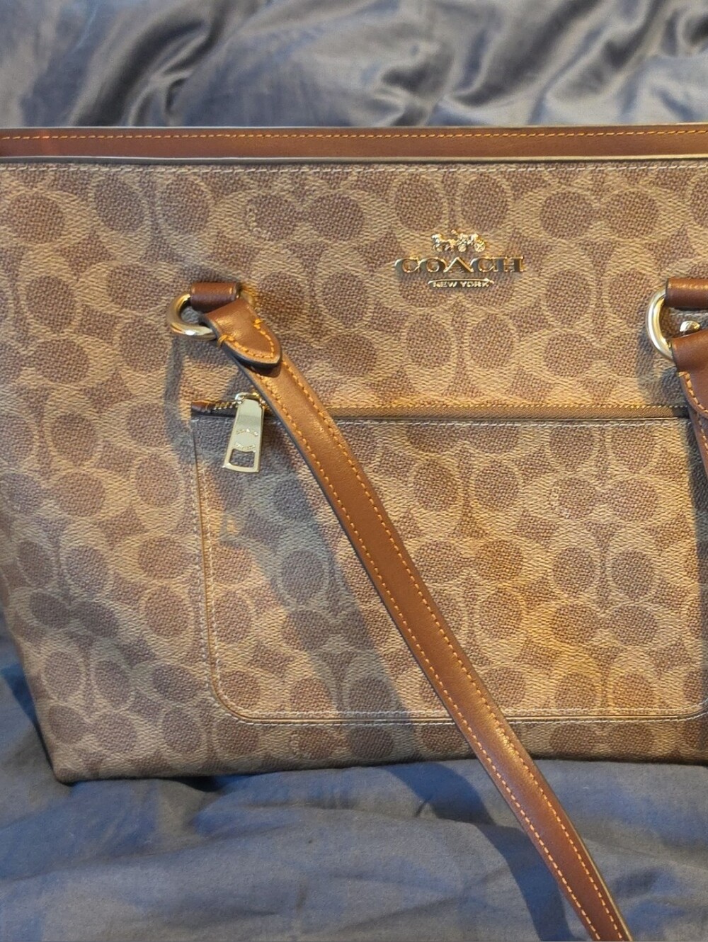 Coach Signature Canvas Tote in Brown and Tan